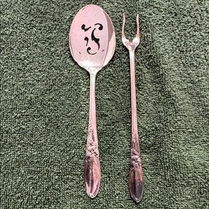 Vintage Community White Orchid silver spoon and seafood fork